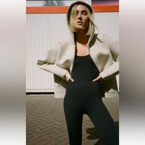 Zara Soft Neoprene Effect Bomber Jacket